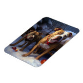 Pitbull Snowy Sleigh Weihnachtsdekor Magnet (Linke Seite)