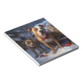 Pitbull Snowy Sleigh Weihnachtsdekor Notizblock (angewinkelt)