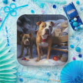 Pitbull Snowy Sleigh Weihnachtsdekor Pappteller (Party)