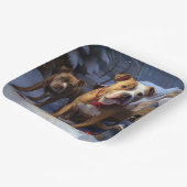 Pitbull Snowy Sleigh Weihnachtsdekor Pappteller (Gewinkelt)