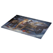 Pitbull Snowy Sleigh Weihnachtsdekor Schneidebrett (Ecke)