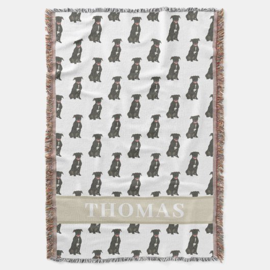 Pitbull Staffy (Black) Blue & White Decke (Vorderseite Vertikal)