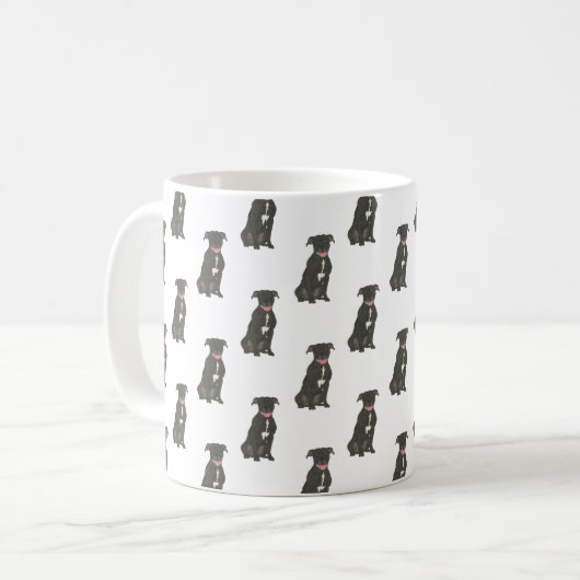 Pitbull Staffy (schwarz) Kaffeetasse (Vorderseite Links)
