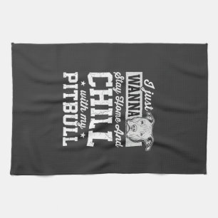 Pitbull Stay Home And Chill Design Geschirrtuch