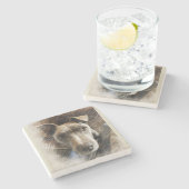 Pitbull Steinuntersetzer (Seitenansicht)