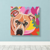 Pitbull Stretched Canvas Print Leinwanddruck (Insitu (Holzboden))