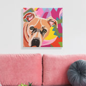 Pitbull Stretched Canvas Print Leinwanddruck (Insitu (Wohnzimmer))