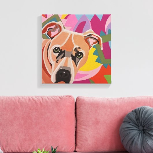 Pitbull Stretched Canvas Print Leinwanddruck (Insitu (Wohnzimmer))