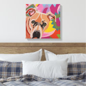 Pitbull Stretched Canvas Print Leinwanddruck (Insitu (Schlafzimmer))