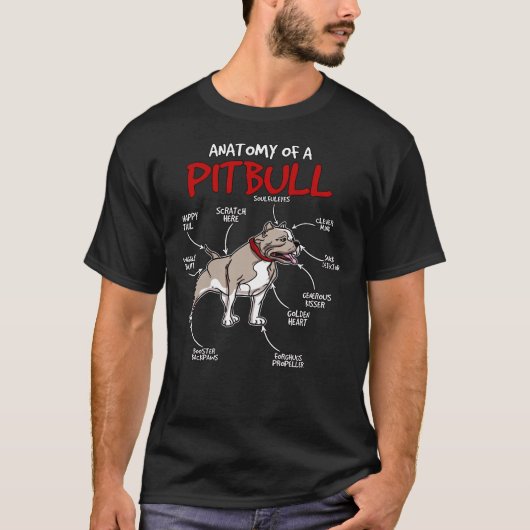 Pitbull Stuff Hunde Anatomie eines Pitbull T-Shirt (Vorderseite)