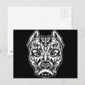 Pitbull Tattoo Art Hunde Rasse Schädelpistole Dtg Postkarte (Vorne/Hinten)