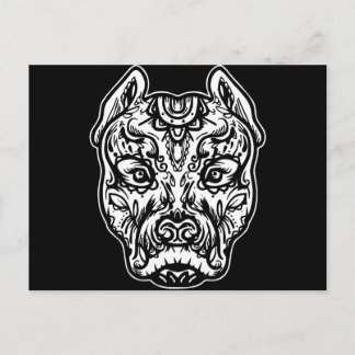 Pitbull Tattoo Art Hunde Rasse Schädelpistole Dtg Postkarte
