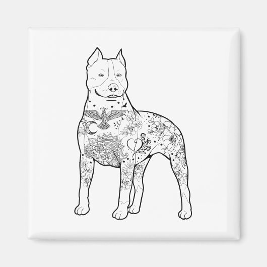 Pitbull Tattoos Design Dog Trainer Coole Pitbuli A Magnet (Vorne)