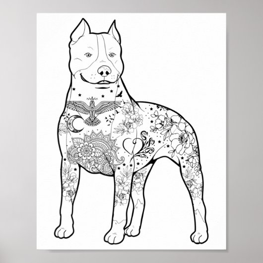 Pitbull Tattoos Design Dog Trainer Coole Pitbuli A Poster (Vorne)