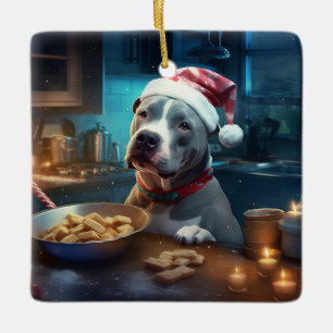 Pitbull Terrier Weihnachtskekse Urlaub Keramikornament