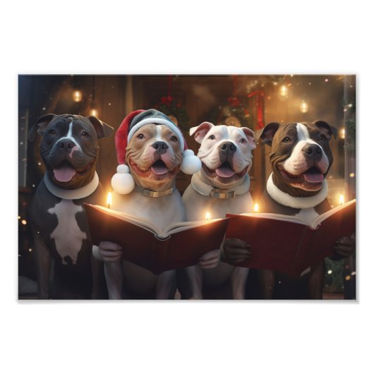 Pitbull Terriers Weihnachtsfeiertag Fotodruck (Vorne)