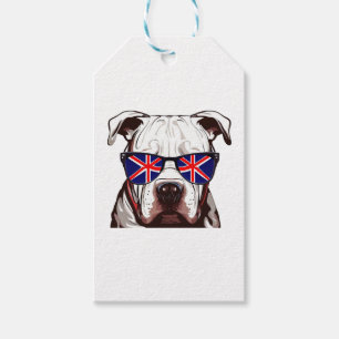 Pitbull Tragen Union Jack Sonnenbrille Geschenkanhänger