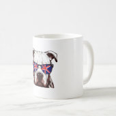 Pitbull Tragen Union Jack Sonnenbrille Kaffeetasse (VorderseiteRechts)