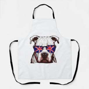 Pitbull Tragen Union Jack Sonnenbrille Schürze