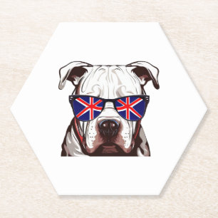 Pitbull Tragen Union Jack Sonnenbrille Untersetzer