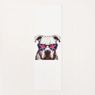Pitbull Tragen Union Jack Sonnenbrille Yogamatte