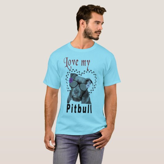 Pitbull trägt eine Sonnenbrille T-Shirt (Vorne ganz)