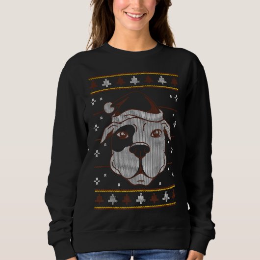 Pitbull Ugly Christmas Funny Dog Lover Eigentümer  Sweatshirt (Vorderseite)