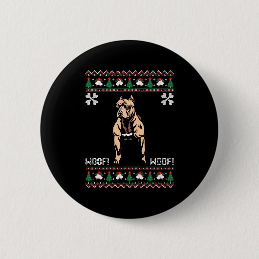 Pitbull Ugly Christmas Sweater Button (Vorderseite)