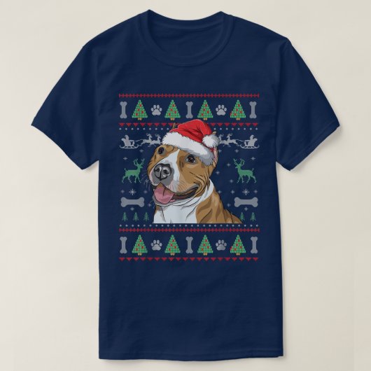 Pitbull Ugly Christmas Sweater Pit Bull Dog Lover T-Shirt (Design vorne)