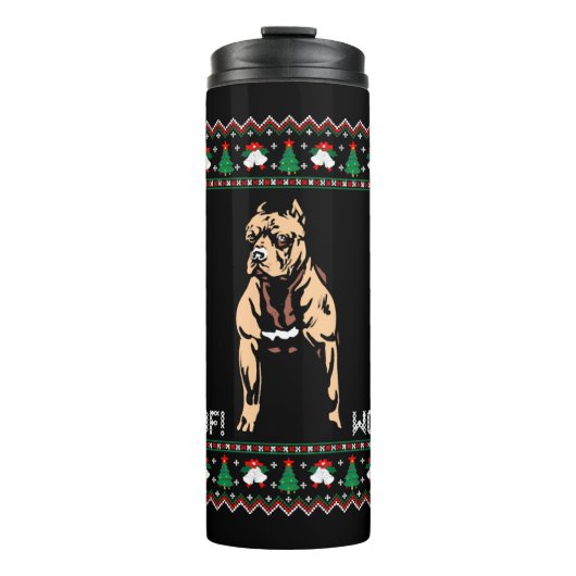 Pitbull Ugly Christmas Sweater Thermosbecher (Vorderseite)