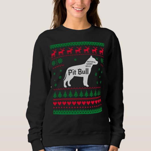 Pitbull Ugly Christmas Sweater Xmas Pitbull Sweatshirt (Vorderseite)