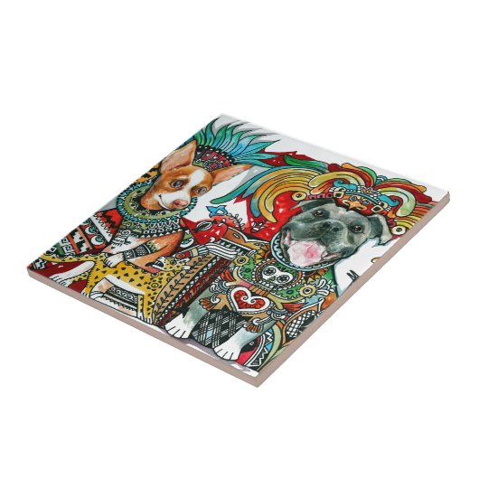 Pitbull und Chihuahua Fliese (Seite)