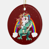 Pitbull Unicorn Riding Dinosaur T rex Funny Christ Keramik Ornament (Links)