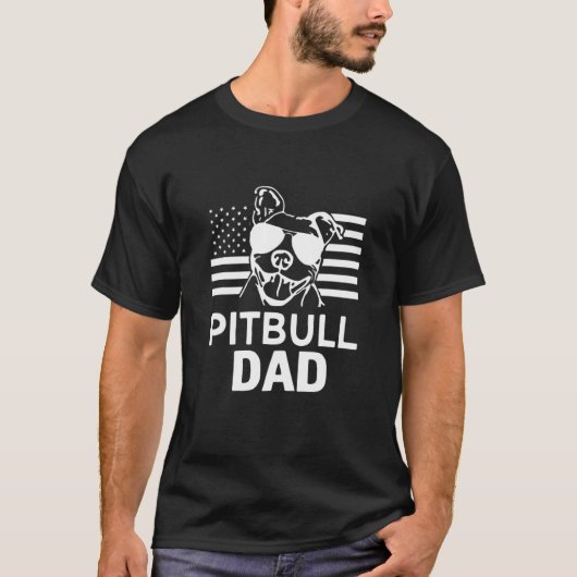 Pitbull Vater America Flag Lover Pater Pitbull Lie T-Shirt (Vorderseite)