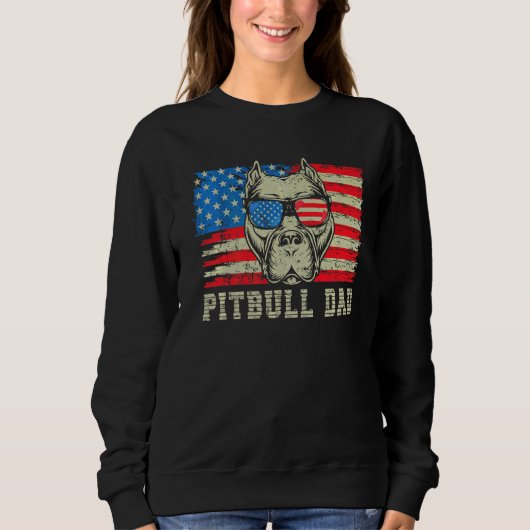Pitbull Vater American Pit Bull Dog US Flag 4. J Sweatshirt (Vorderseite)