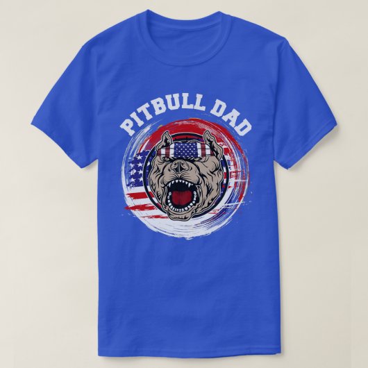 Pitbull Vater American Pit Bull Dog US Flag 4. J T-Shirt (Design vorne)