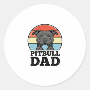 Pitbull-Vater Vintage-Hundefreund-Shirt-Design (2) Runder Aufkleber