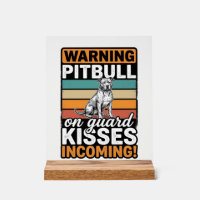 Pitbull-Warnung Küsse Eingehend Vintage-Hundedesig