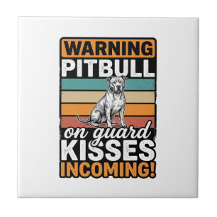 Pitbull-Warnung Küsse Eingehend Vintage-Hundedesig Fliese