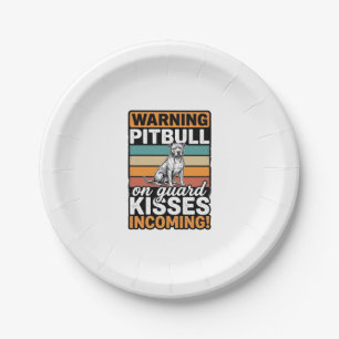 Pitbull-Warnung Küsse Eingehend Vintage-Hundedesig Pappteller