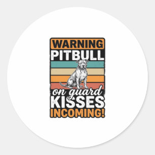 Pitbull-Warnung Küsse Eingehend Vintage-Hundedesig Runder Aufkleber