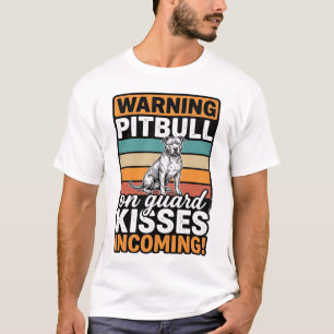 Pitbull-Warnung Küsse Eingehend Vintage-Hundedesig T-Shirt