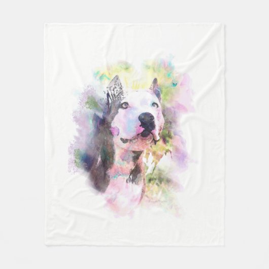 Pitbull Wasser-Farbe Fleecedecke (Vorderseite)