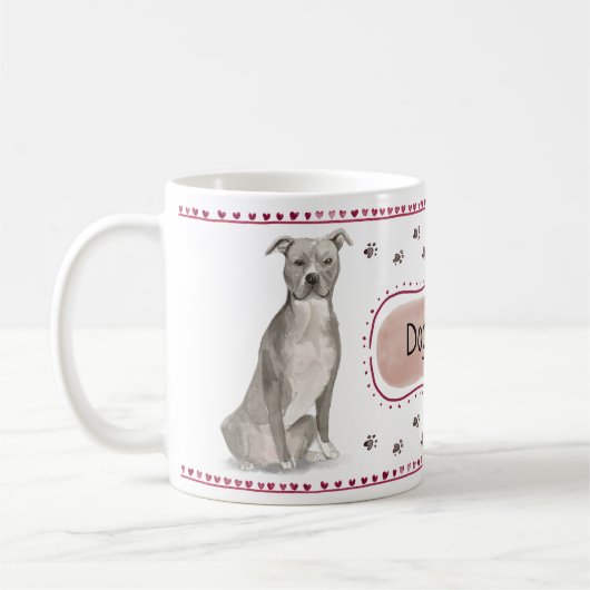 Pitbull Watercolor-Tasse Kaffeetasse (Links)