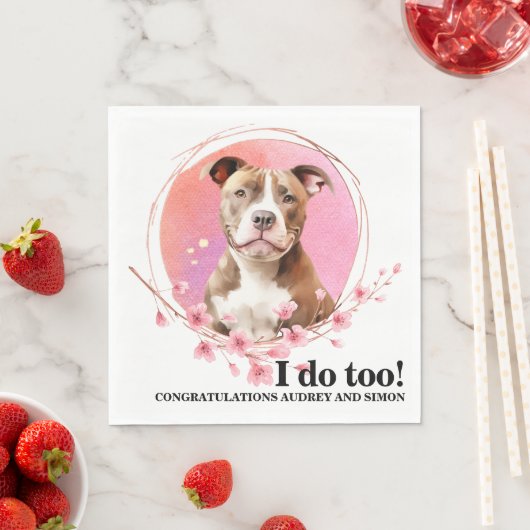 Pitbull Wedding Napkins mit Foto von Hunden Serviette (Beispiel)