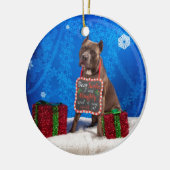 Pitbull-Weihnachten Keramik Ornament (Links)