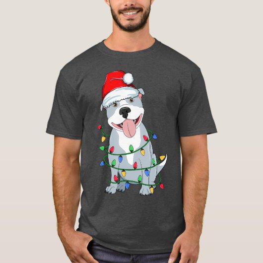 Pitbull Weihnachtsbaum Light Santa Dog Xmas Kind T-Shirt (Vorderseite)