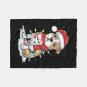 Pitbull Weihnachtsbaum Niedliche Weihnachtsmannmüt Fleecedecke (Vorderseite (Horizontal))