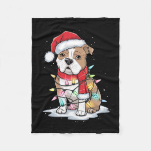 Pitbull Weihnachtsbaum Niedliche Weihnachtsmannmüt Fleecedecke