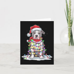 Pitbull Weihnachtsbaum Weihnachtsmannmütze Lights  Karte